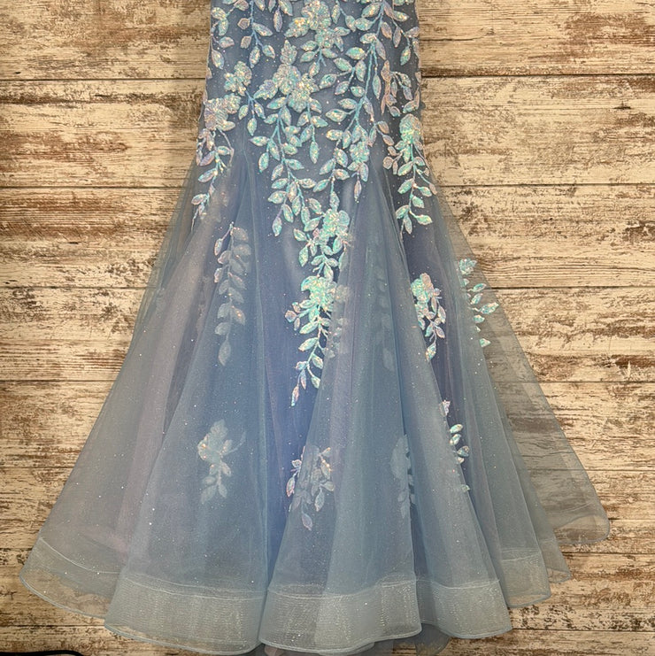 BLUE/PINK FLORAL MERMAID GOWN