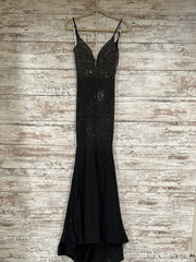 BLACK FULL GEMMED LONG DRESS