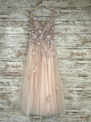 BLUSH/FLORAL A LINE GOWN