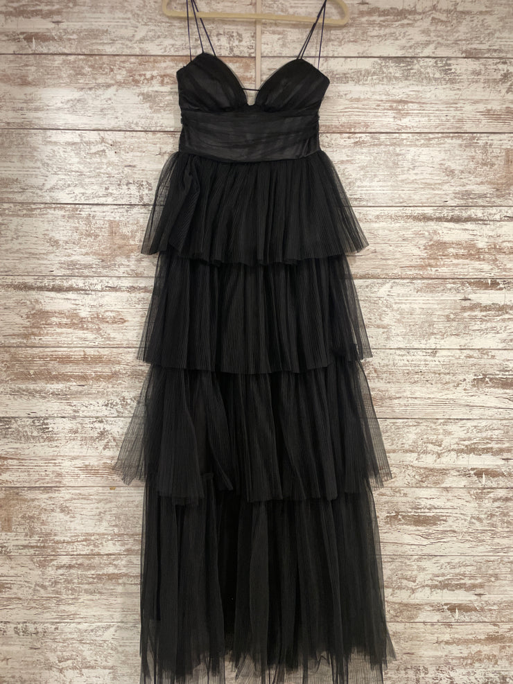 BLACK LAYERED A LINE GOWN