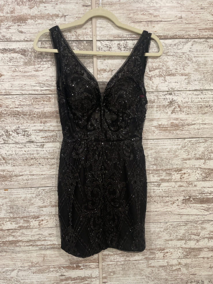 BLACK SPARKLY SHORT DRESS -NEW
