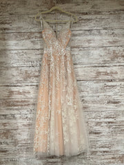 IVORY/NUDE FLORAL A LINE GOWN