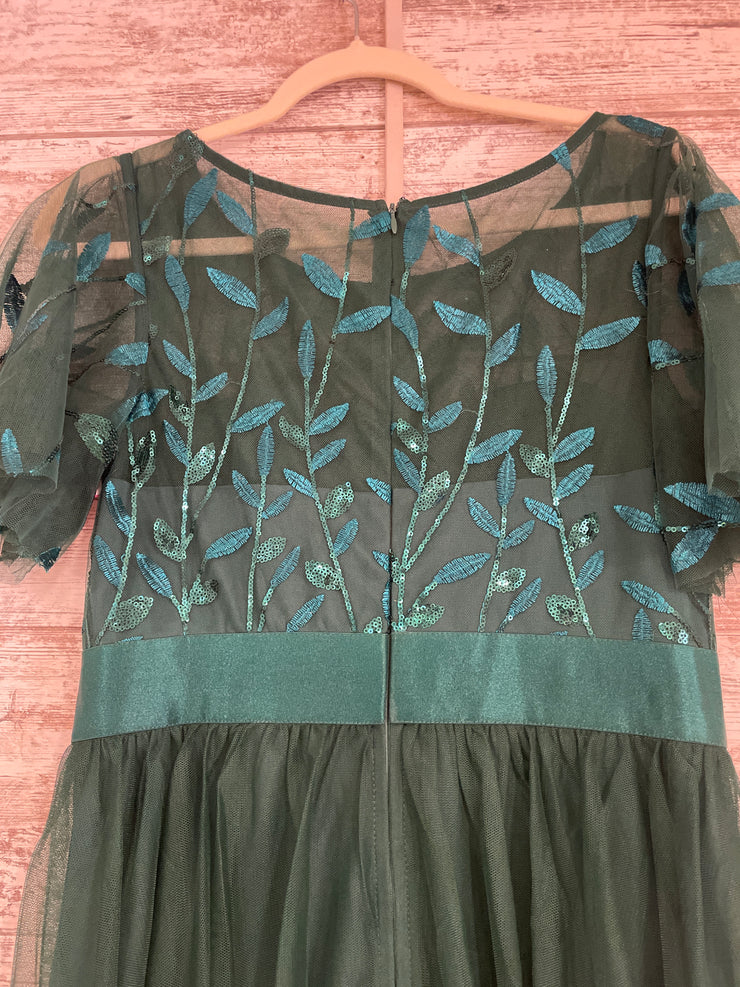 GREEN/FLORAL A LINE GOWN (NEW)