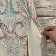 WHITE/PINK/BLUE BEADED LONG DR