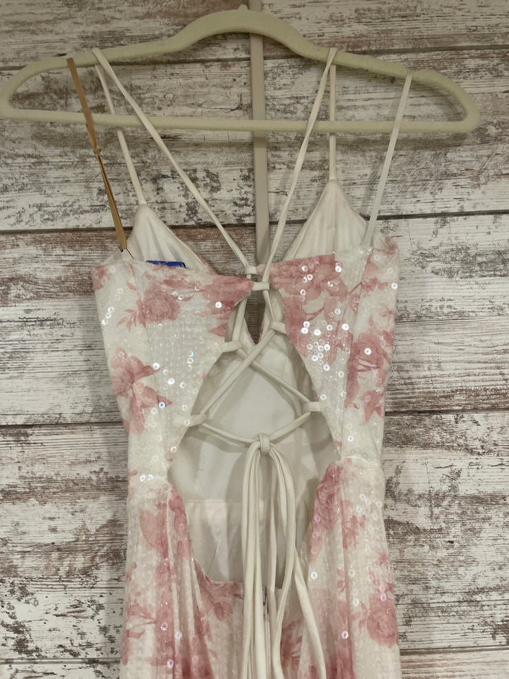 WHITE/PINK SPARKLY LONG DRESS