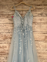 BLUE/FLORAL A LINE GOWN