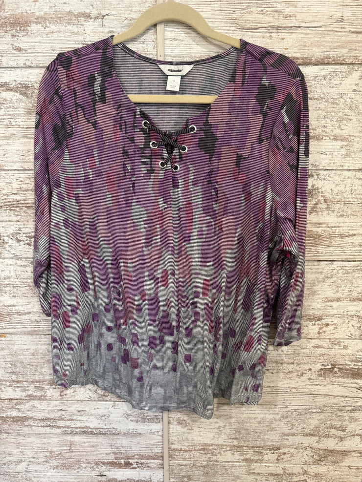 PURPLE/GRAY LONG SLEEVE TOP