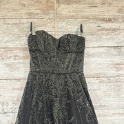 BLACK SPARKLY A LINE GOWN
