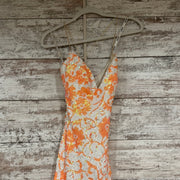 ORANGE/WHITE SEQUIN LONG DRESS