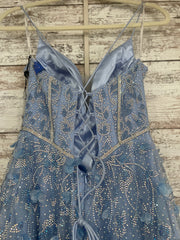 BLUE SPARKLY A LINE GOWN (NEW)