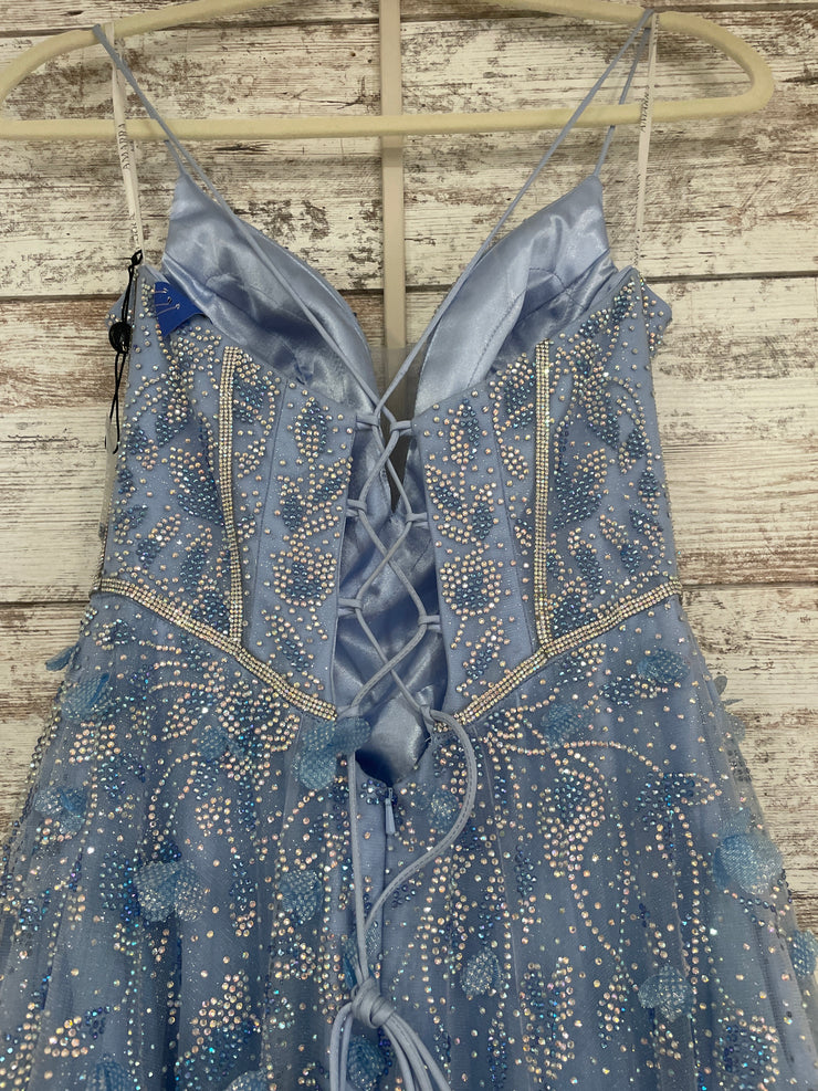 BLUE SPARKLY A LINE GOWN (NEW)
