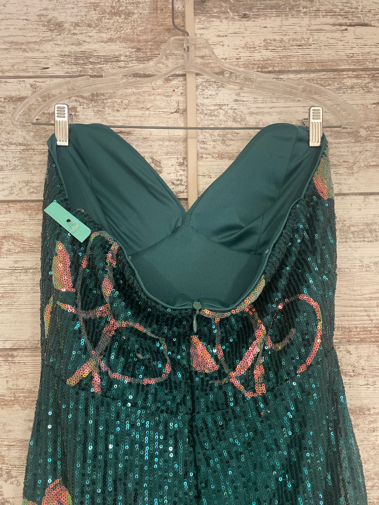 GREEN/FLORAL SPARKLY DRESS-NEW
