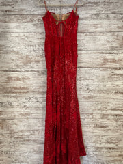 RED/FLORAL SPARKLY LONG DRESS