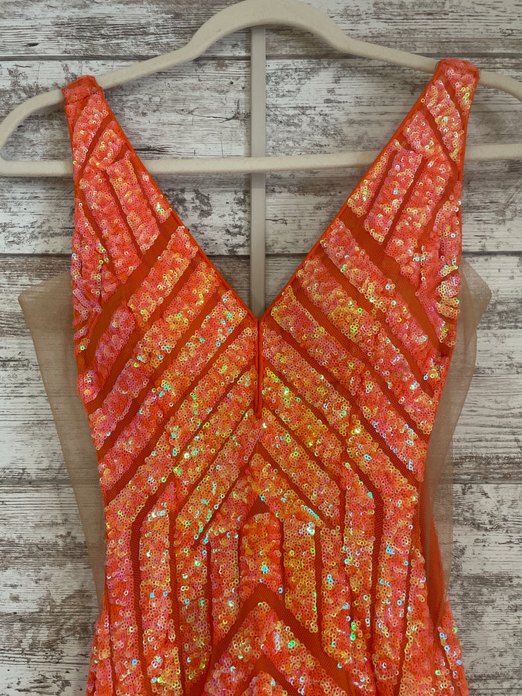 ORANGE SEQUIN MERMAID GOWN