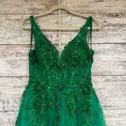 GREEN/FLORAL A LINE GOWN