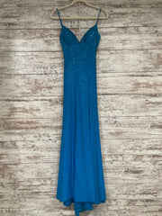 TEAL SPARKLY LONG EVENING GOWN