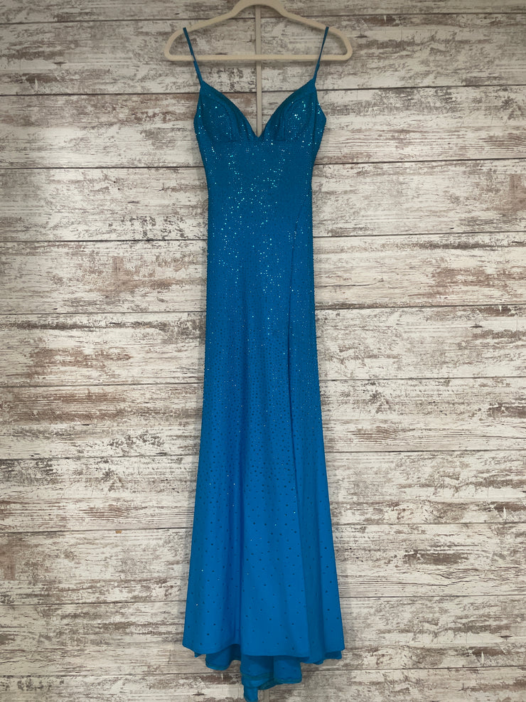 TEAL SPARKLY LONG EVENING GOWN