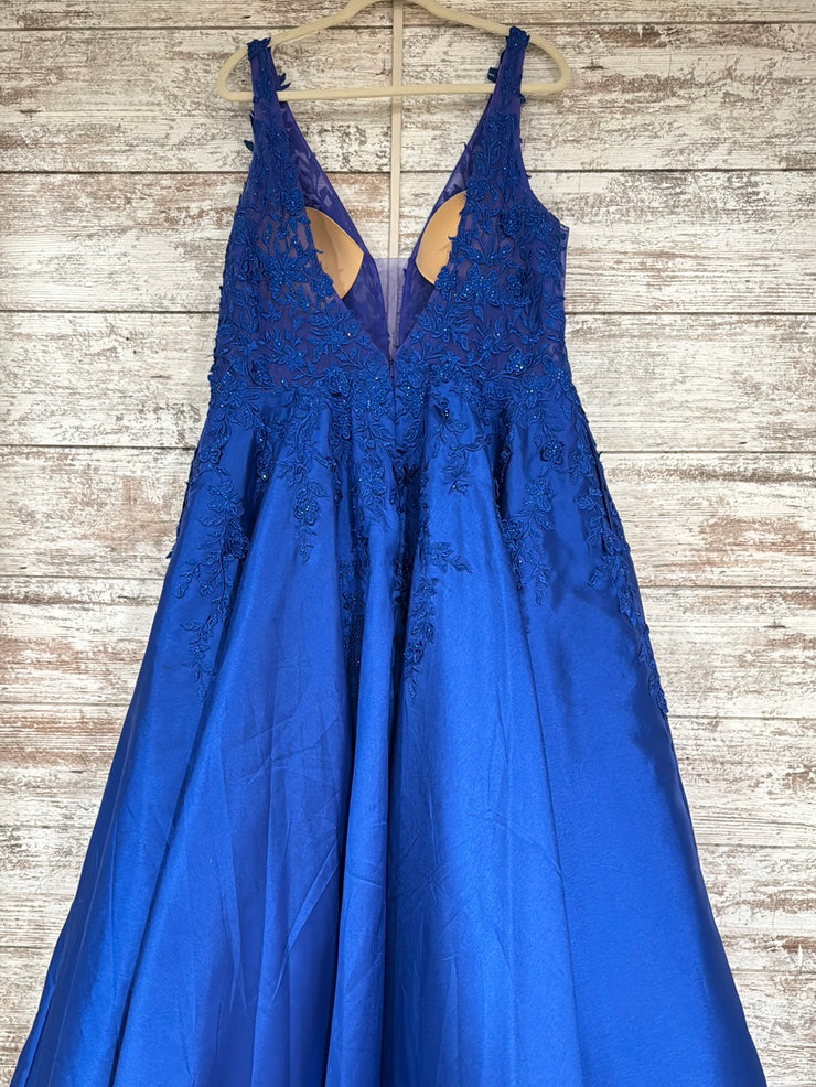 BLUE/FLORAL A LINE GOWN