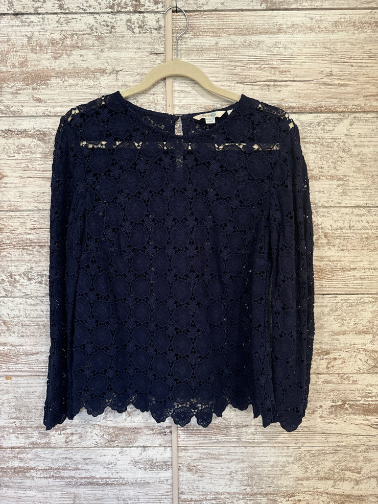 NAVY LACE LONG SLEEVE TOP$110