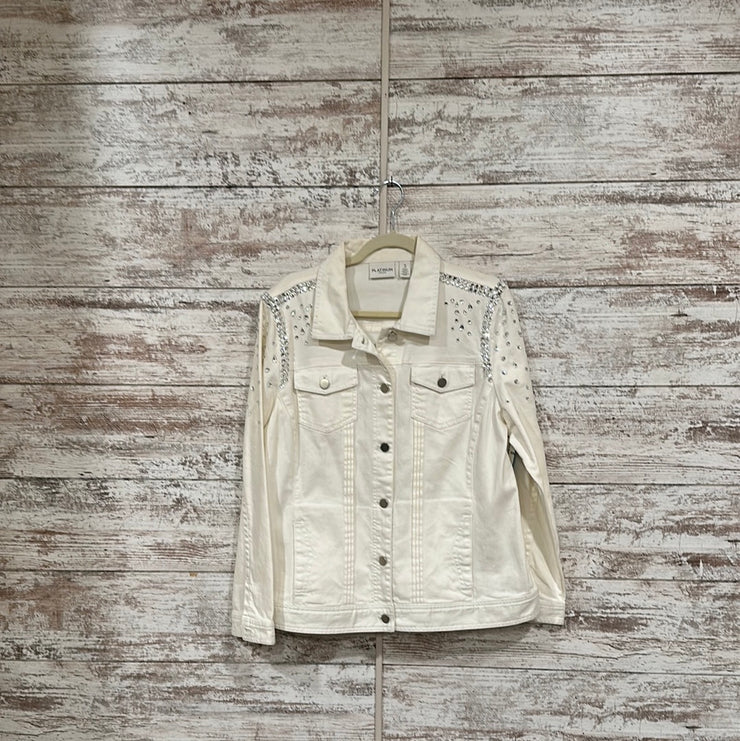 WHITE DENIM/RHINESTONE JACKET