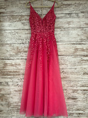 PINK/FLORAL A LINE GOWN
