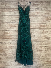 GREEN SPARKLY LONG EVENING GOW