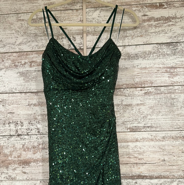 GREEN SPARKLY LONG DRESS (NEW)