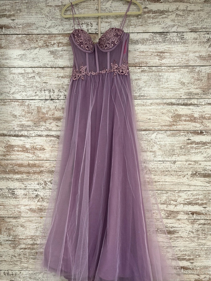 PURPLE SPARKLY A LINE GOWN-NEW