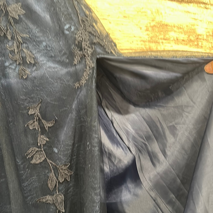 NAVY/FLORAL A LINE GOWN