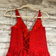 RED/FLORAL A LINE GOWN