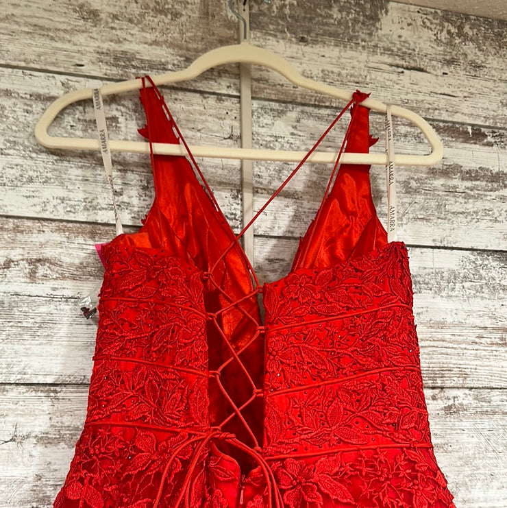 RED/FLORAL A LINE GOWN