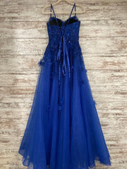 ROYAL BLUE/FLORAL A LINE GOWN
