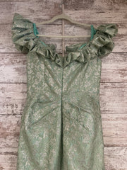 GREEN/FLORAL LONG DRES-NEW$790