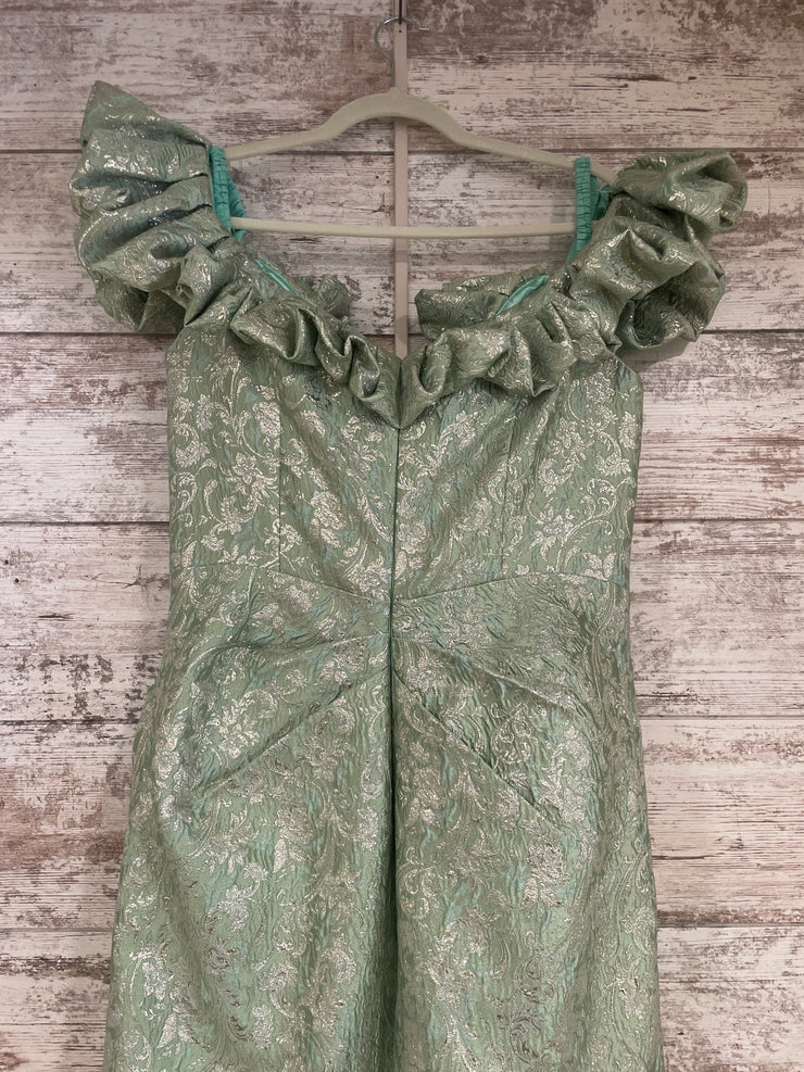 GREEN/FLORAL LONG DRES-NEW$790