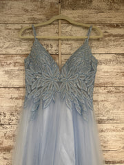 BLUE/FLORAL A LINE GOWN