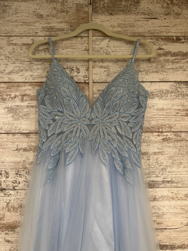 BLUE/FLORAL A LINE GOWN