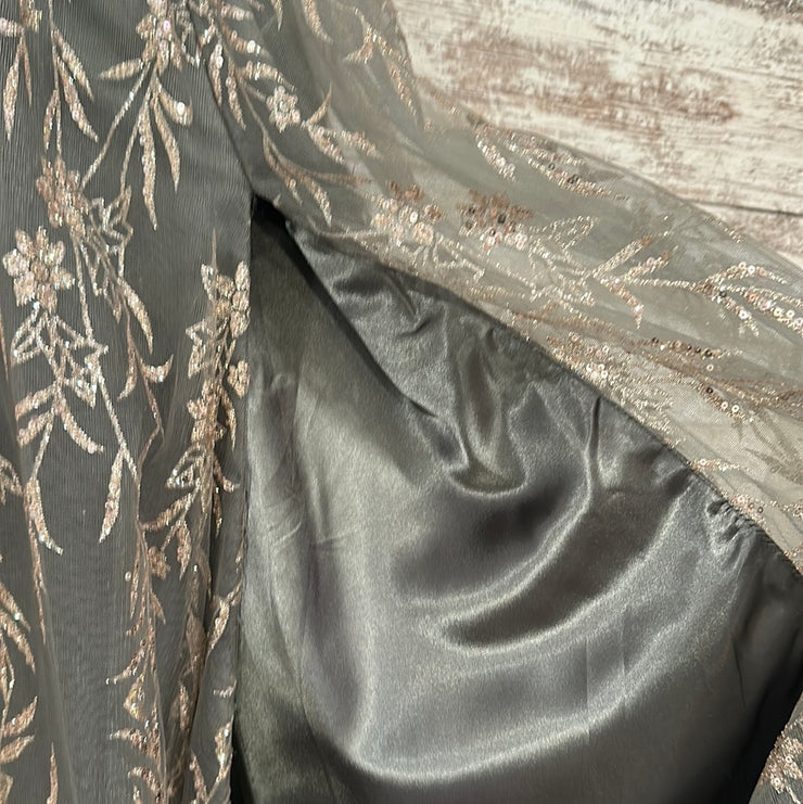 GRAY/GOLD A LINE GOWN