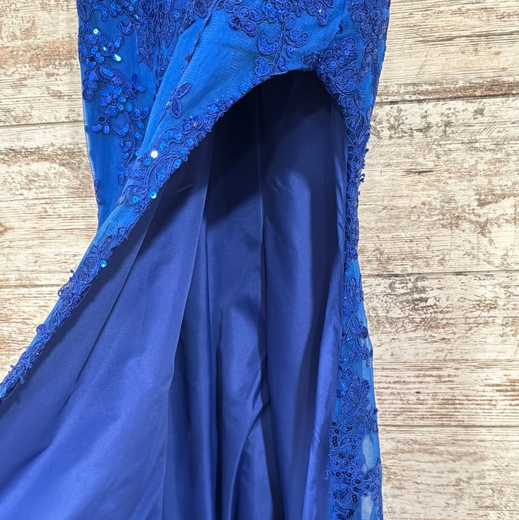 ROYAL BLUE/FLORAL MERMAID GOWN