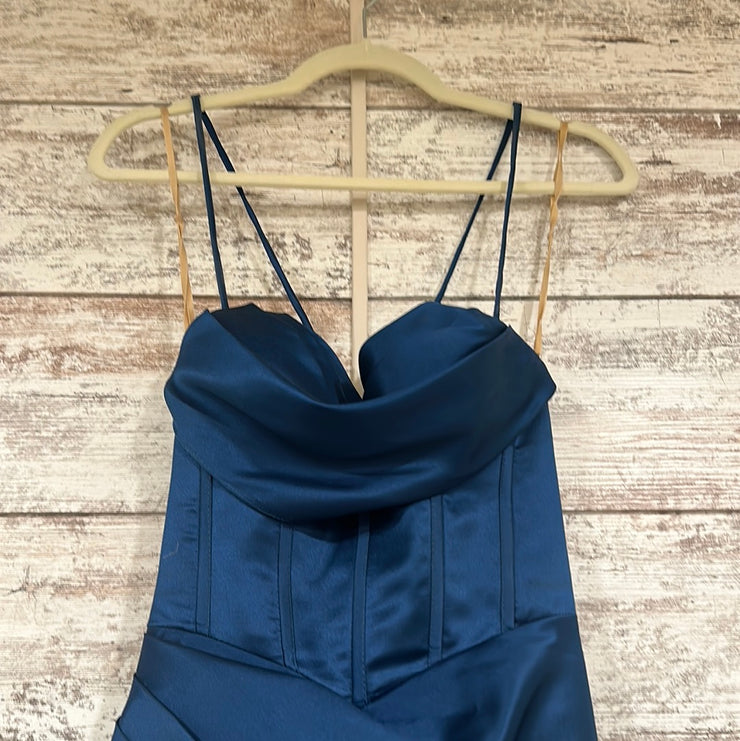TEAL FITTED MERMAID GOWN