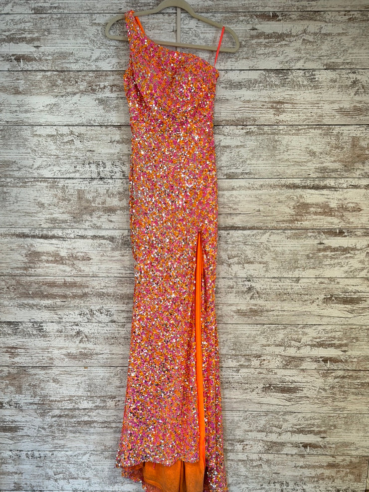 PINK/ORANGE SEQUIN LONG DRESS