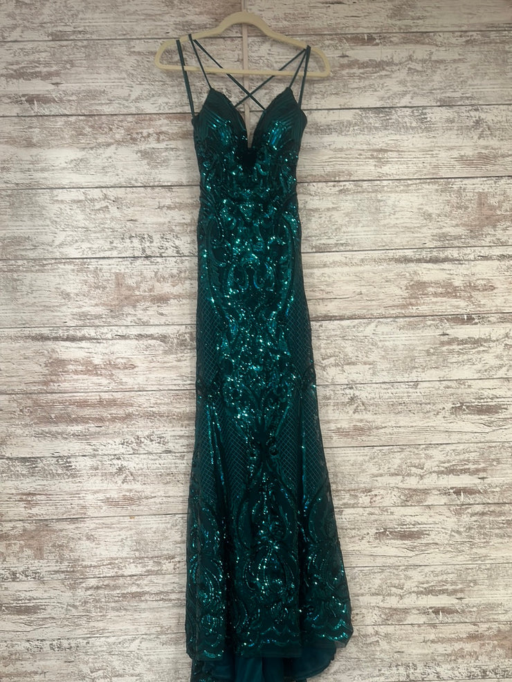 GREEN FULL SEQUIN LONG DRESS