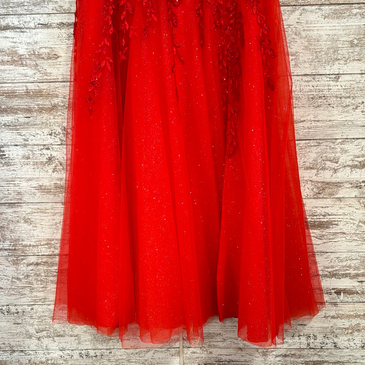 RED/FLORAL A LINE GOWN