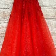 RED ONE SHOULDER SPARKLY ALINE