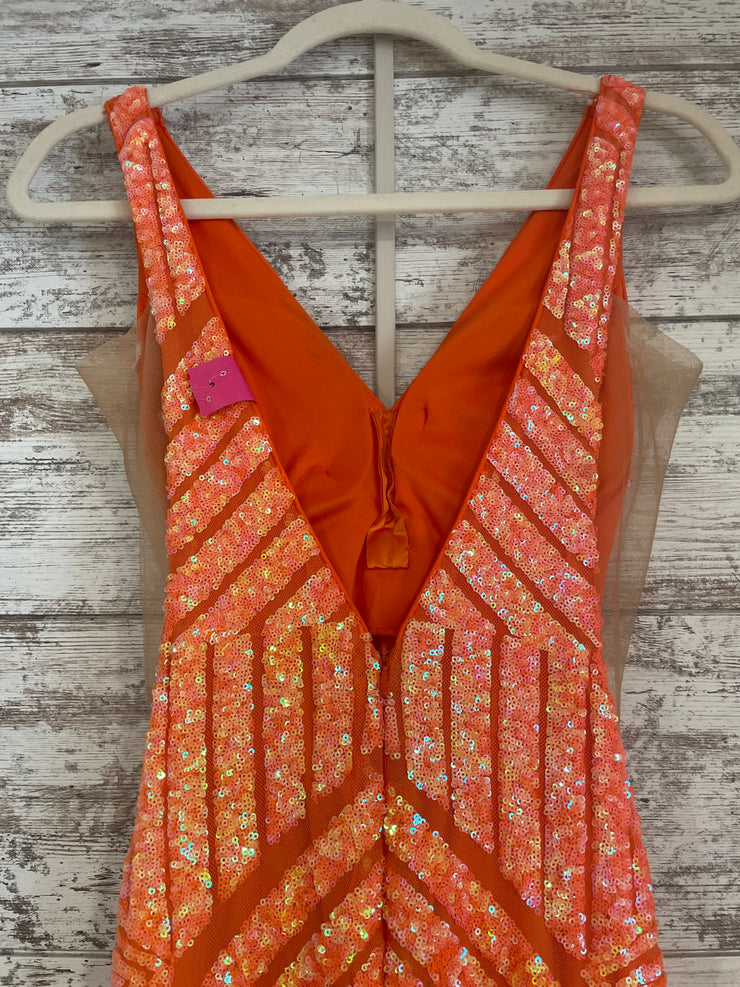 ORANGE SEQUIN MERMAID GOWN