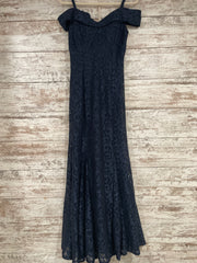 NAVY LACE SPARKLY LONG DRESS