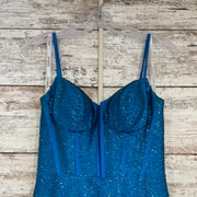 TURQUOISE BEADED LONG DRESS