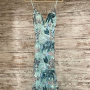 BLUE/FLORAL SEQUIN LONG DRESS