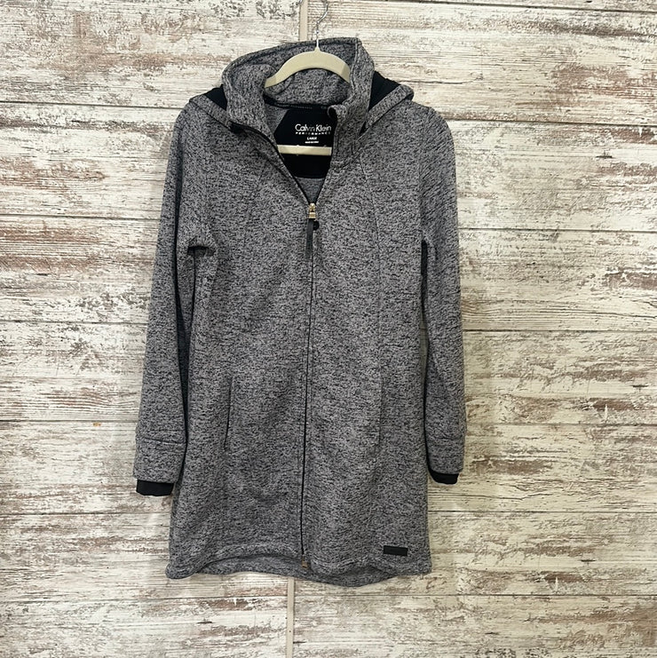 GRAY ZIP UP HOODED JACKET