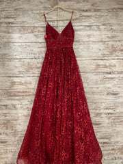 BURGUNDY SPARKLY A LINE GOWN