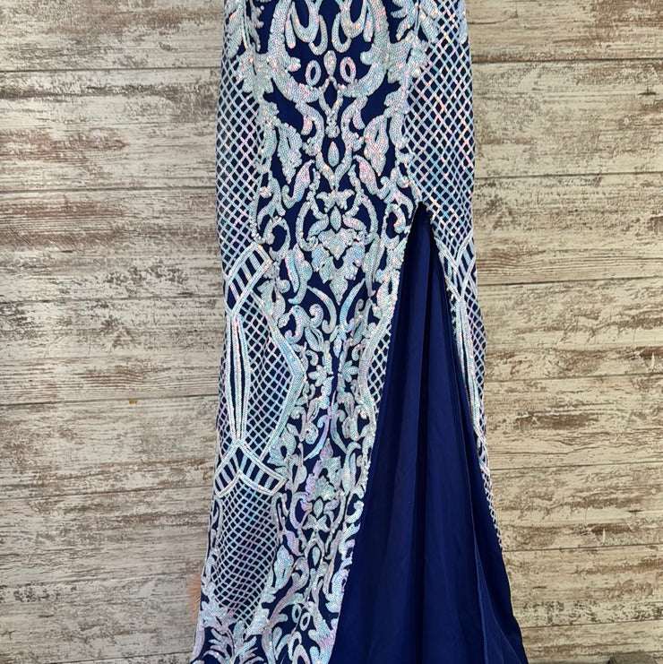 NAVY COLORFUL SPARKLY LONG DRE